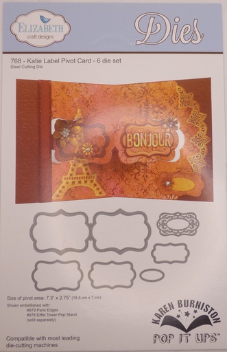 Elizabeth Craft Designs - Katie Label Pivot Card Die Set - POP IT UPS
