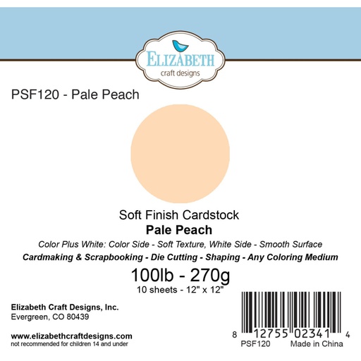 Elizabeth Craft Designs – 12"x12" Pale Peach Soft Finish Cardstock