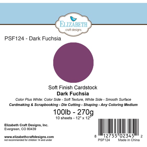 Elizabeth Craft Designs – 12"x12" Dark Fuchsia Soft Finish Cardstock