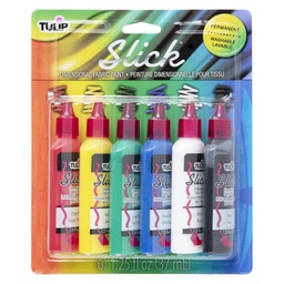 [IL00825] Tulip Dimensional Fabric Paint Slick 6 pack Primary