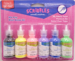 [IL26512] Scribbles 80's Pop 3D Fabric Paint 6 pack