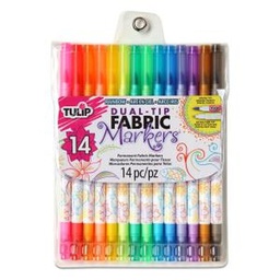 [IL31960] Tulip Dual-Tip Fabric Markers Rainbow 14 Pack