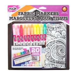 [IL44083] Tulip Fine Tip Fabric Markers Roll-Up Case - Rainbow