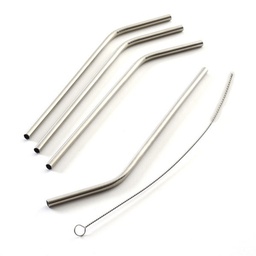 [NP436] 4 Stainless Steel Straws with 2 Cleaning Brushes