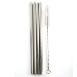 [NP470] 4 Stainless Steel Straws 8.5&quot; with 2 Cleaning Brus