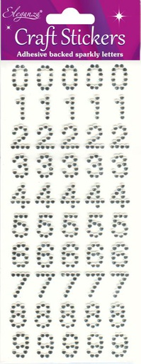 Numbers Craft Stickers Clear/Silver No.43