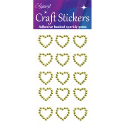 [OA028071] Diamante Open Heart Gold Eleganza Craft Stickers - 15 pieces