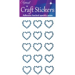 [OA028101] Diamante Open Heart Blue Eleganza Craft Stickers - 15 pieces