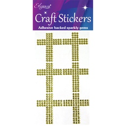 [OA028125] Diamante Cross Gold Eleganza Craft Stickers - 6 pieces