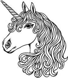 [P1619S] Sue Dix Unicorn Head - Traditional Wood Mounted Stamp
