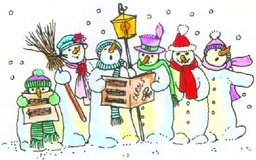 [P710M] Snowman Choir - Traditional Wood Mounted Stamp
