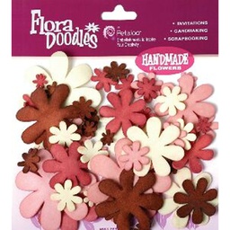 [PL1351-160] Foam Flowers - Cream Brown Pink Red