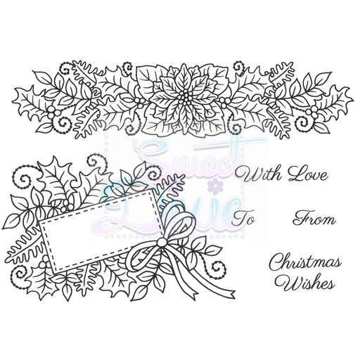 Sweet Dixie Floral Christmas Border & Tag