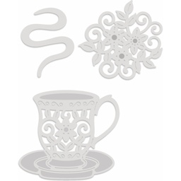 [SDD446] SD Teacup &amp; Saucer with Floral Embe Sweet Dixie Cutting Die