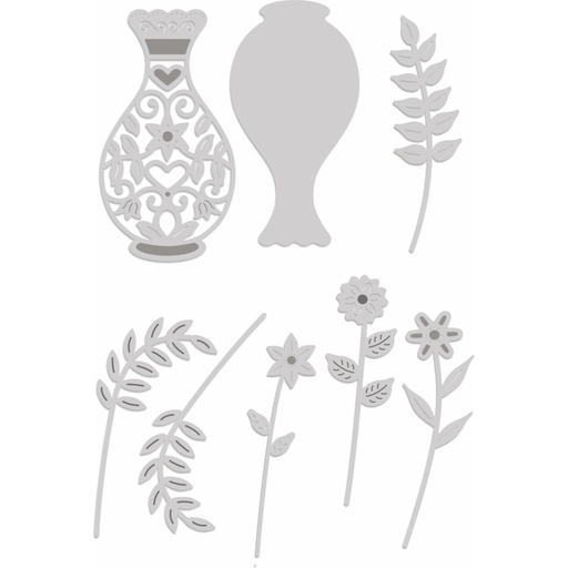 Sweet Dixie Filigree Vase & Flowers die set