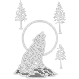 [SDD566] SD Wolf with Moon and Trees Sweet Dixie Cutting Die