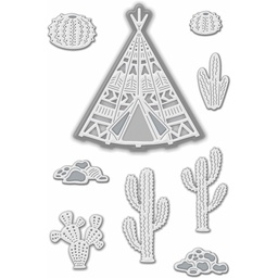 [SDD571] SD Tipi /Tepee with Cacti and Rocks Sweet Dixie Cutting Die