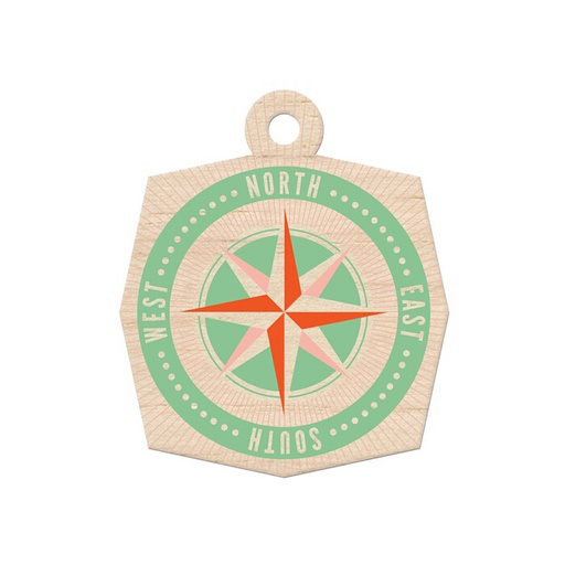 Jet Set - Wood Tag - Compass Sold in singles